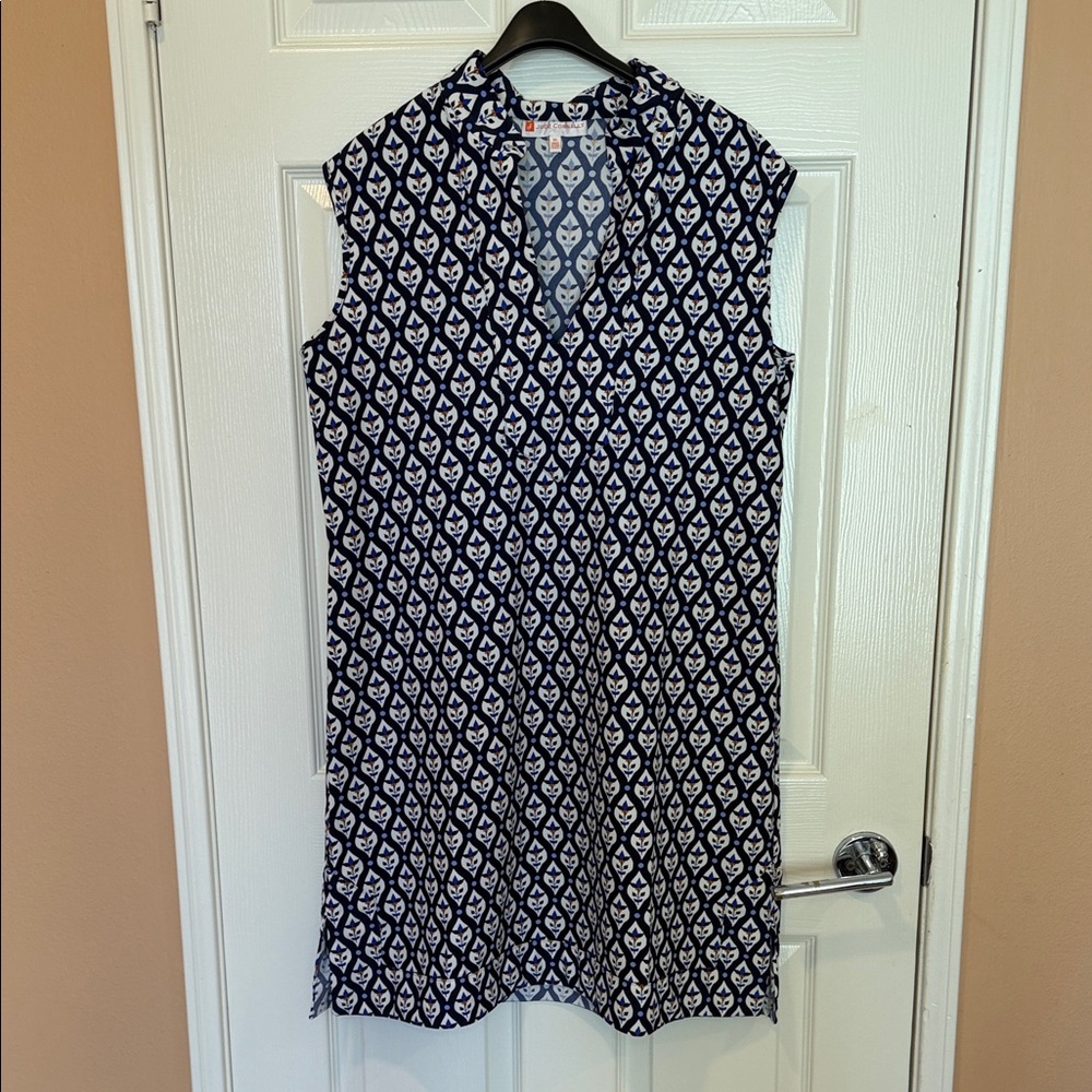 Jude Connally Navy and White Patterned Dress